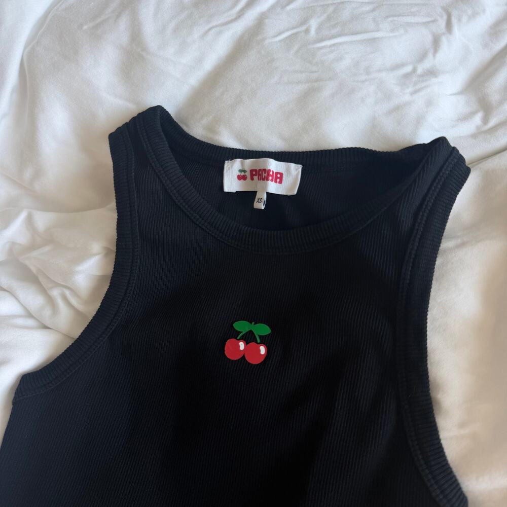 Pacha Nightclub Ibiza Ribbed Black Cherry Tank Size XS